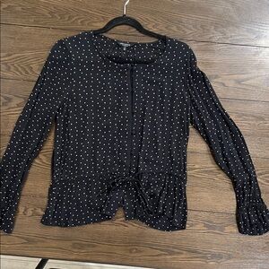 Lucky Brand Black and White Polka Dot Blouse